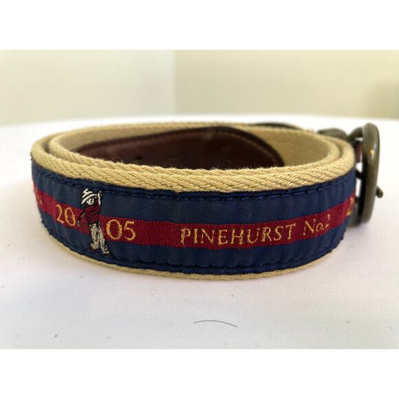 PGA PINEHURST GOLF CLUB BELT US OPEN 2005 YRI Mens Leather 34/85 Embroidered - Picture 2 of 15